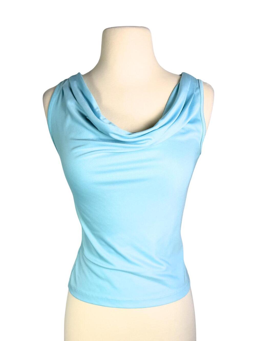 2000s Express Ice Blue Minimalist Cowl Tank